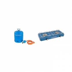 Basecamp Double Gas Hob with Hose, Reg & Full 907 Cylinder. 