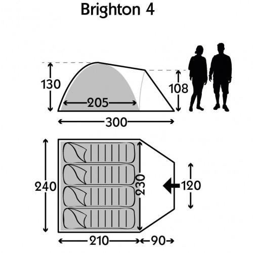 Kampa Brighton 4 Tent - Grey