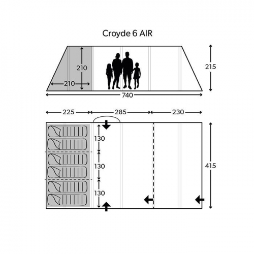 Kampa Croyde 6 Air Tent 2020 Package Inc Carpet Footprint